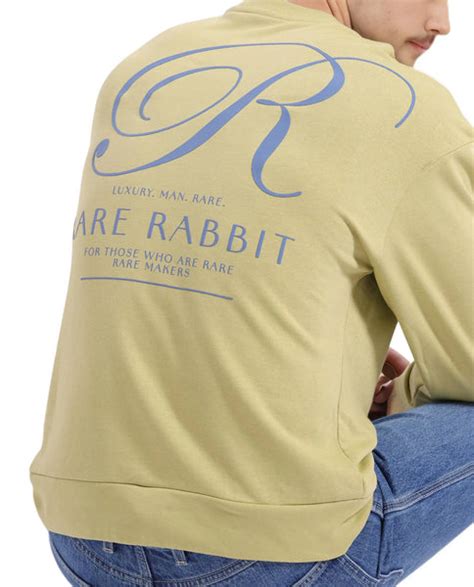 Rare Rabbit Men's Ore Pastel Green Cotton Typography Print Boxy Fit Fu