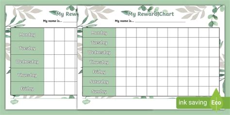 👉 Botanical Themed My Reward Chart (teacher made)