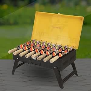 Wellberg Luxury Foldable Briefcase Charcoal Barbeque Grill with 8 ...