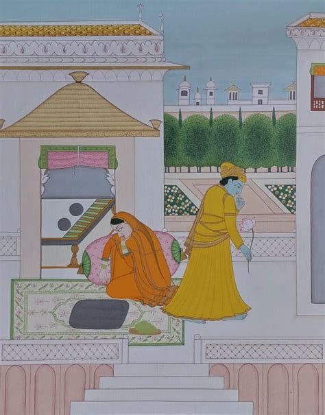 Indian Classical Miniature Painting : Kalahantrita Nayika Bheda