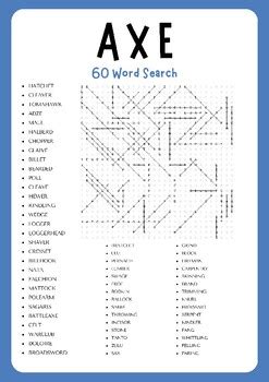 Axe Word Search Puzzle Worksheet Activities, Brain Games | TPT