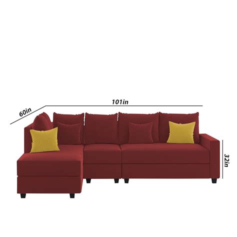 CASALIVING Sinclair LHS 6 Seater L Shape Sofa Set for Living Room (Mar