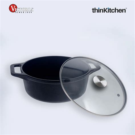 Victoria 4QT/3,8 L Ductch Oven with Glass Lid Pre-Seasoned – thinKitchen