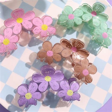 Bofeini 3 Daisy Flower Big Size Hair Claw | Pinteresty Hair Clutcher ...