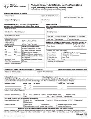 MayoConnect Additional Test Information Form - Blank Fillable Template ...