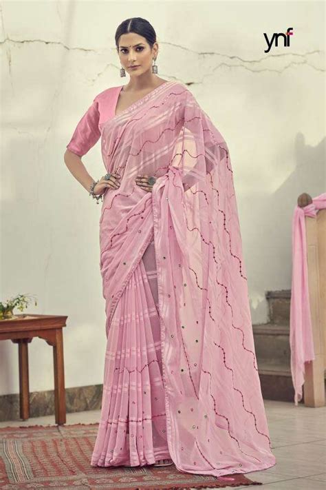 Ynf Sunny Sequence catalogue Fancy Wear Satin Saree