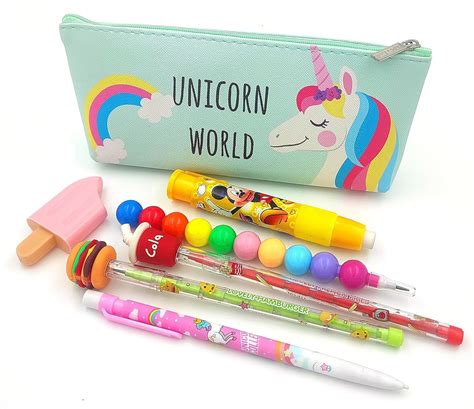 poksi® Unicorn Pouch combo | Eraser| Bead Pencil |Burger Pencil |Coca ...