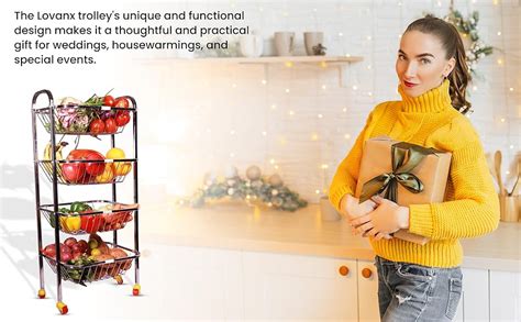 LOVANX Stainless Steel Kitchen Trolley With Wheels - Multi-Functional ...