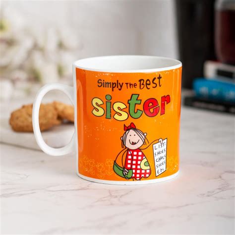 Buy CLAY CRAFT Multicolour Best Sister Quotes Ceramic Milk Mug - 400ml ...