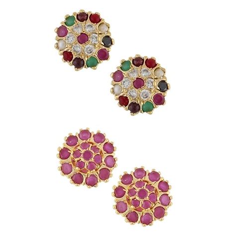 Archi Collection Jewellery Combo of American Diamond Earrings Studs for ...