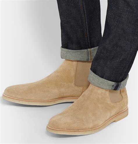 Common projects Suede Chelsea Boots in Natural for Men | Lyst