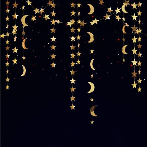 Buy Decor365 Gold Star Moon Garland Hanging Garands Streamers Banner ...