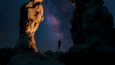 Wallpaper silhouette, loneliness, alone, arch, night hd, picture, image