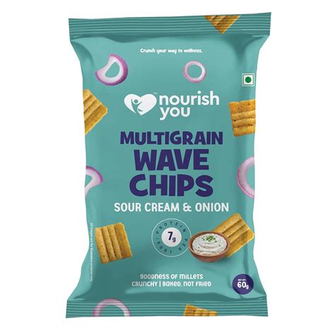 Nourish You Multigrain Wave Chips, Sour Cream & Onion 60g | Baked, Not ...