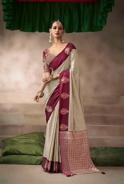 Pearl Color Designer Kanjivaram Readymade/Easy Saree – StylebyPanaaash