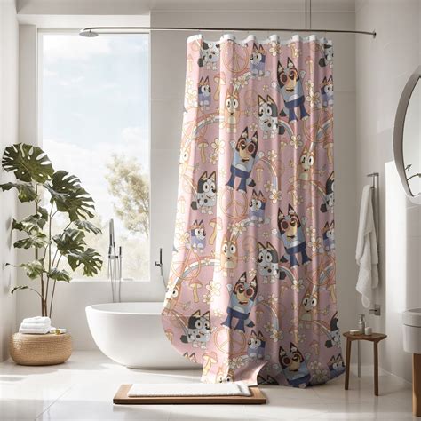 Bluey Shower Curtain Groovy Bluey Shower Curtain Bluey and - Etsy UK