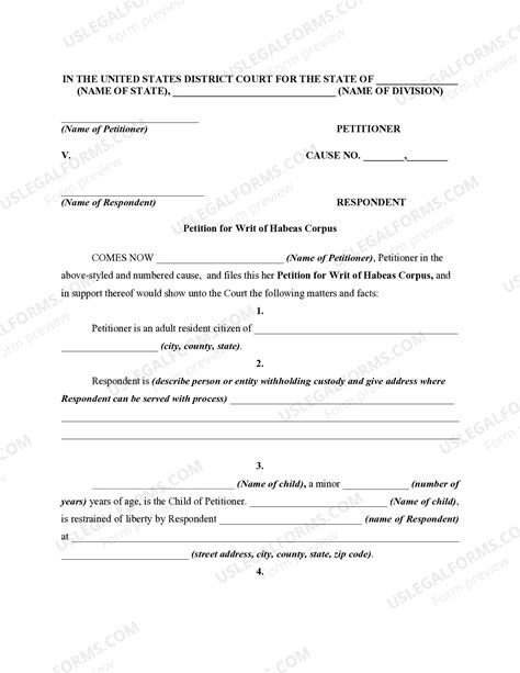 South Dakota Petition for Writ of Habeas Corpus to Restore Custody to Parent | US Legal Forms