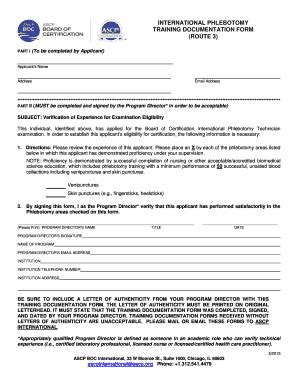 Fillable Online INTERNATIONAL PHLEBOTOMY TRAINING DOCUMENTATION ... Fax ...
