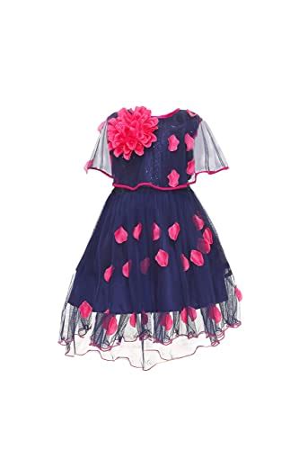 Buy YAYAVAR Girl's Fit and flare Knee Length Dress (YVR0006C_Navy Blue ...
