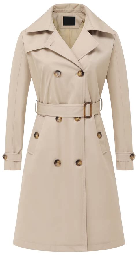 Chrisuno Mid Length Fall Coats for Women Long Waterproof Trench Coat ...