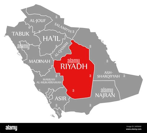 Riyadh red highlighted in map of Saudi Arabia Stock Photo - Alamy