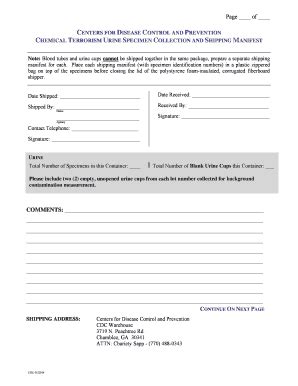 Fillable Online emergency cdc Urine Specimen Collection and Shipping ...