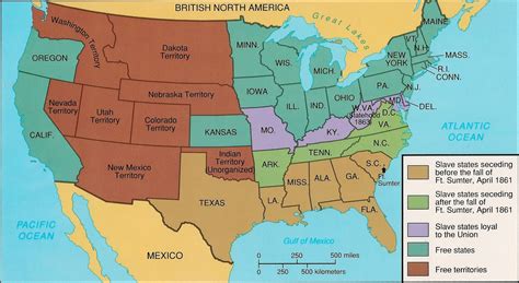 North Usa 1860s Geography