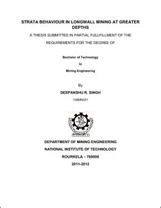 Strata behavior in longwall mining at greater depths - ethesis