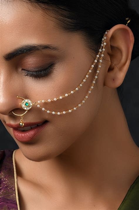 Bhavyata Green Kundan Nosepin – Paisley Pop Shop