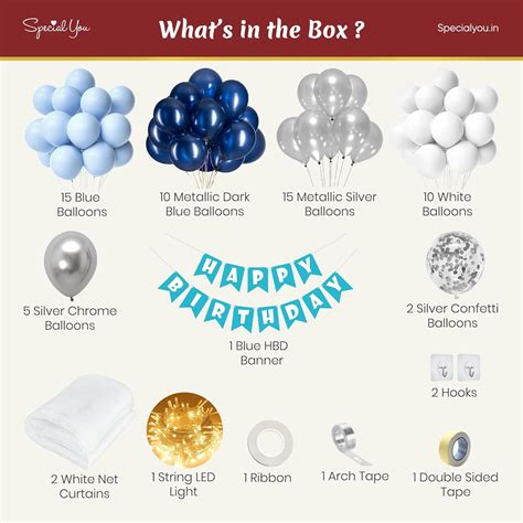 Blue theme birthday decoration items with curtain & light