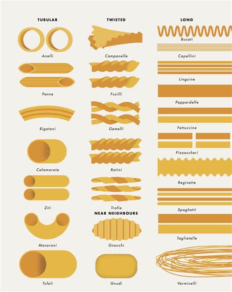 Image result for Pasta Shapes Guide