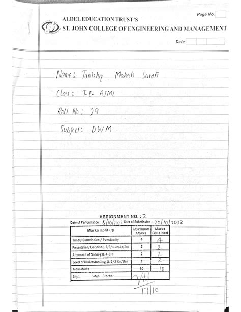 DWM Assignment 1 - Computer Engineering - Studocu