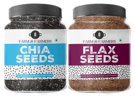 Farm & Farmers Combo of Healthy Organic Chia Flax Seeds Mix Superfoods ...