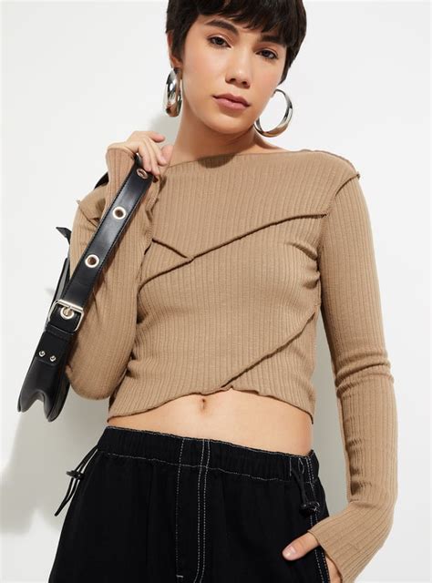 Buy ALAYA F x URB_N Women Ribbed Crop Top Online at just Rs. 699.0 ...