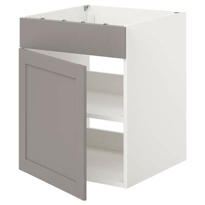 ENHET base cabinet for hob w door, white/grey frame, 60x62x75 cm (235 ...