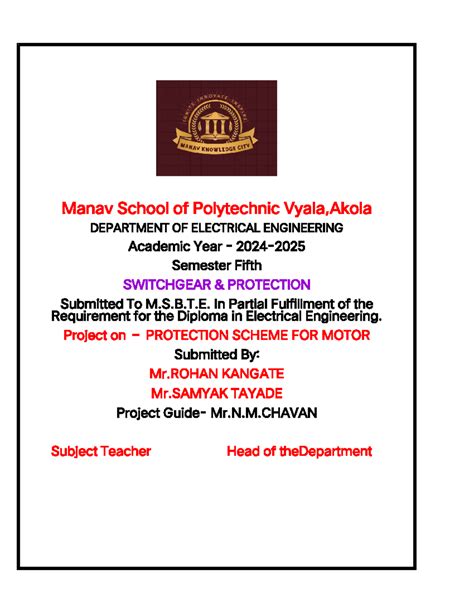 SAP Micro project - Manav School of Polytechnic Vyala,Akola DEPARTMENT ...