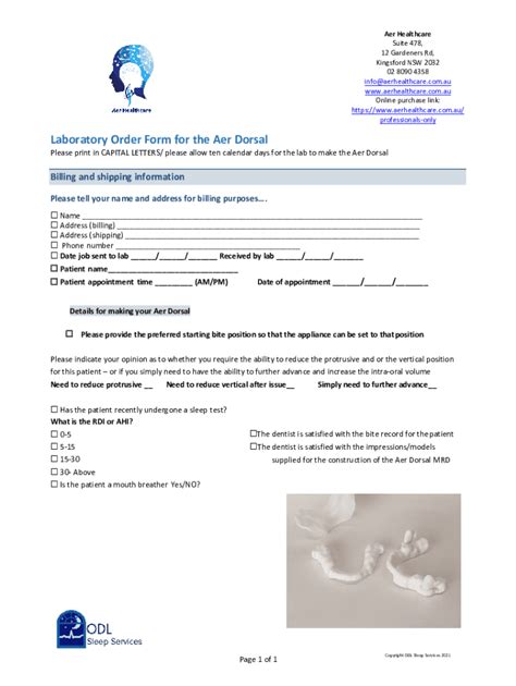 Fillable Online Laboratory Order Form for the Aer Dorsal - Squarespace ...