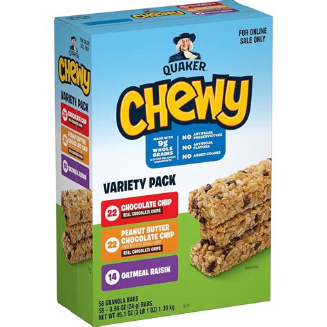 Buy Quaker Chewy Granola Bars, 3 Flavor Variety Pack,58 Count (Pack of ...