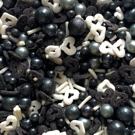 Bakewareind Black White Heart Pearl Mix Edible Sprinkles – Bakeware India