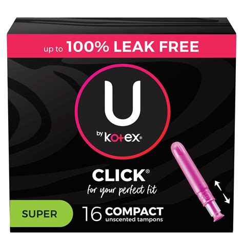 U by Kotex Click Compact Tampons, Super, Unscented, 16 Count - Walmart.com