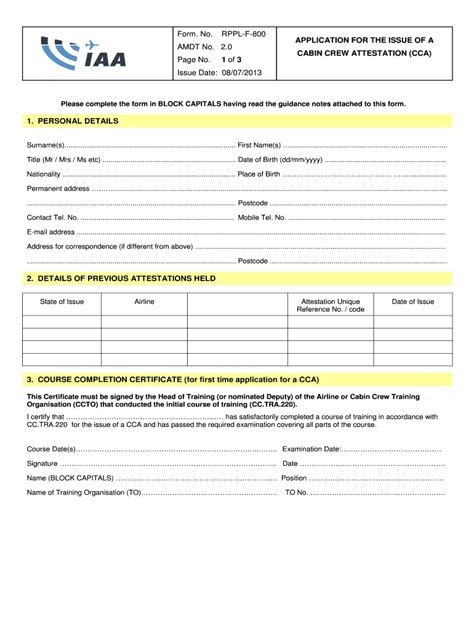 Cabin Crew Attestation - Fill Online, Printable, Fillable, Blank ...