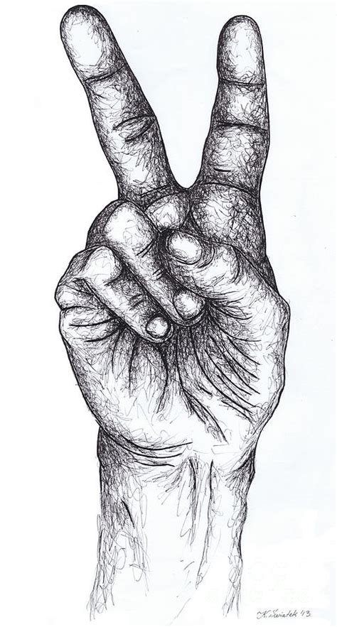 Peace Sign Drawing by Kamil Swiatek - Pixels Merch