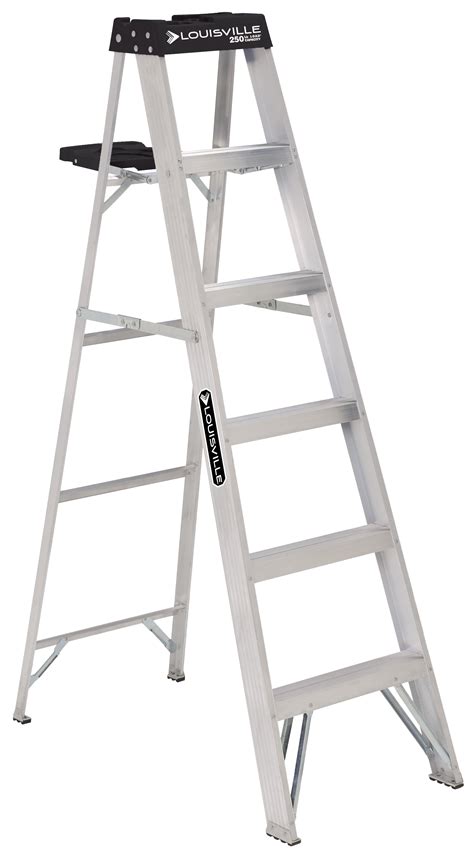 Louisville Ladder 6' Aluminum Step Ladder, 10' Reach, 250 lbs Load ...