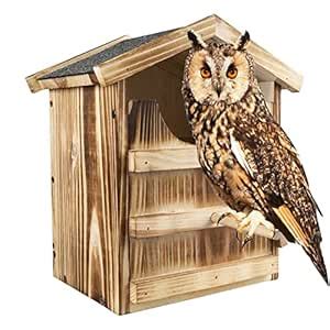Owl House Hand Made with Bird Stand Design, Owl Nesting Box for Outside ...