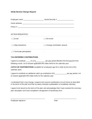 VOLUNTARY CONTRIBUTION CHANGE Doc Template | pdfFiller