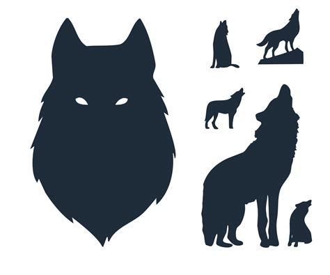 Silhouettes of a wild wolf. Silhouettes of howling wolves. Wolf muzzle silhouette. 9392904 ...