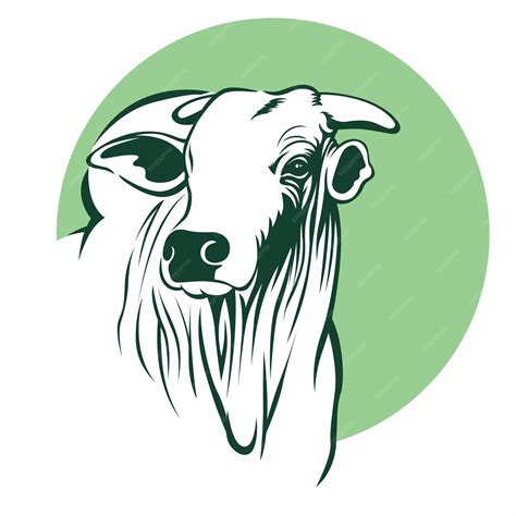 Nelore boi face with green circle | Premium Vector