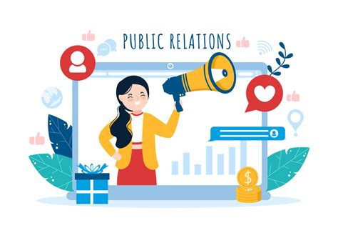 Public Relations Template Hand Drawn Cartoon Flat Illustration with ...