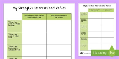 Staff Values Worksheet (teacher made) - Twinkl