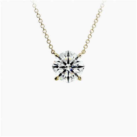 14K Yellow Gold Octagon Cut Diamond Solitaire Pendant (4-Prong Mounting ...